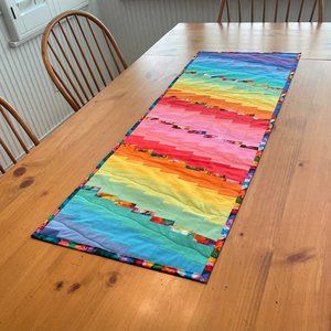 Art Quilt Colorful Rainbow Table Topper/Runner